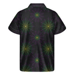 Purple And Green Spider Web Print Men's Short Sleeve Shirt