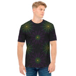Purple And Green Spider Web Print Men's T-Shirt