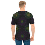 Purple And Green Spider Web Print Men's T-Shirt