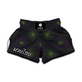 Purple And Green Spider Web Print Muay Thai Boxing Shorts