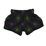 Purple And Green Spider Web Print Muay Thai Boxing Shorts
