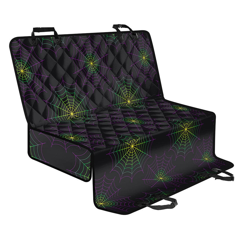 Purple And Green Spider Web Print Pet Car Back Seat Cover