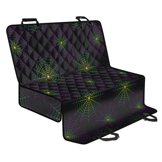 Purple And Green Spider Web Print Pet Car Back Seat Cover