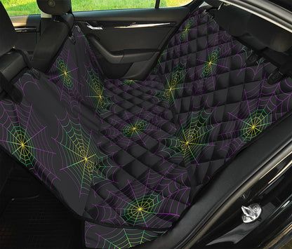 Purple And Green Spider Web Print Pet Car Back Seat Cover