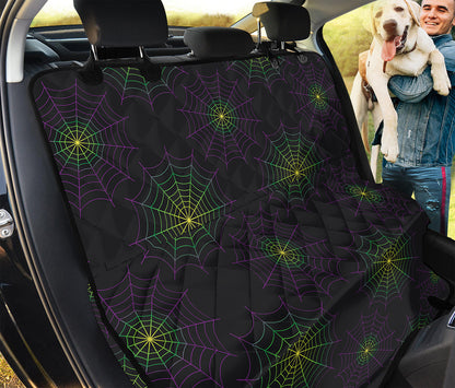 Purple And Green Spider Web Print Pet Car Back Seat Cover