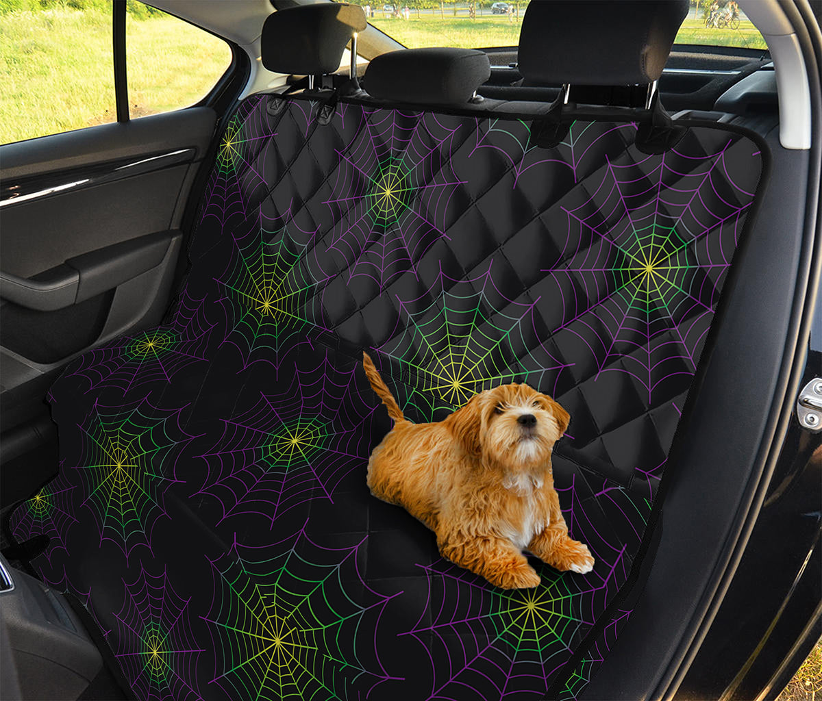 Purple And Green Spider Web Print Pet Car Back Seat Cover