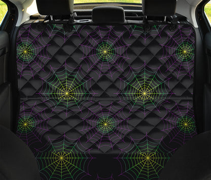 Purple And Green Spider Web Print Pet Car Back Seat Cover