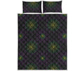 Purple And Green Spider Web Print Quilt Bed Set