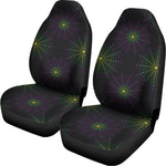 Purple And Green Spider Web Print Universal Fit Car Seat Covers