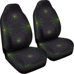 Purple And Green Spider Web Print Universal Fit Car Seat Covers