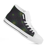 Purple And Green Spider Web Print White High Top Shoes