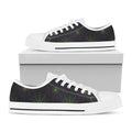 Purple And Green Spider Web Print White Low Top Sneakers