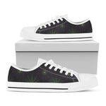 Purple And Green Spider Web Print White Low Top Shoes