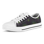 Purple And Green Spider Web Print White Low Top Shoes