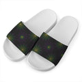 Purple And Green Spider Web Print White Slide Sandals