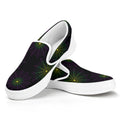 Purple And Green Spider Web Print White Slip On Sneakers