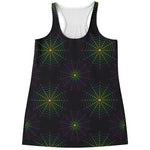 Purple And Green Spider Web Print Women's Racerback Tank Top