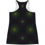 Purple And Green Spider Web Print Women's Racerback Tank Top