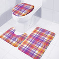 Purple And Orange Madras Plaid Print 3 Piece Bath Mat Set