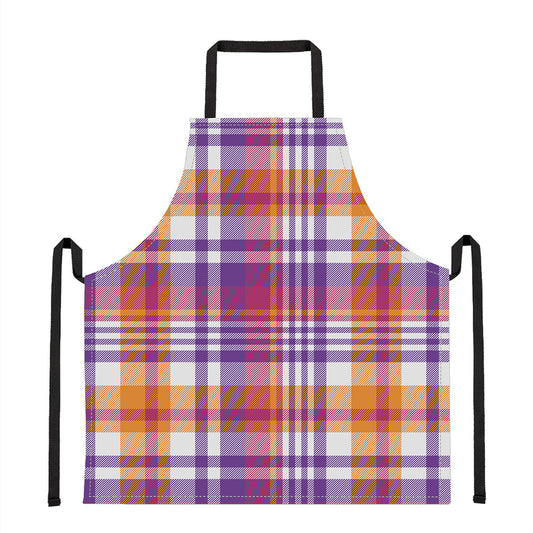 Purple And Orange Madras Plaid Print Apron