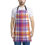 Purple And Orange Madras Plaid Print Apron
