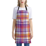 Purple And Orange Madras Plaid Print Apron
