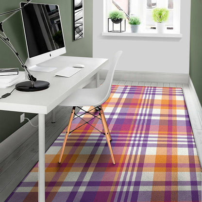 Purple And Orange Madras Plaid Print Area Rug