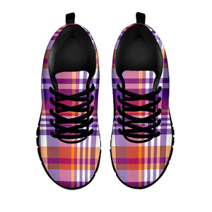 Purple And Orange Madras Plaid Print Black Sneakers