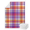 Purple And Orange Madras Plaid Print Blanket