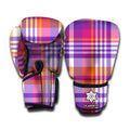 Purple And Orange Madras Plaid Print Boxing Gloves