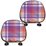 Purple And Orange Madras Plaid Print Car Headrest Covers