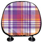Purple And Orange Madras Plaid Print Car Headrest Covers
