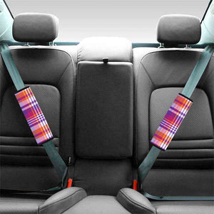 Purple And Orange Madras Plaid Print Car Seat Belt Covers