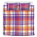 Purple And Orange Madras Plaid Print Duvet Cover Bedding Set