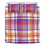 Purple And Orange Madras Plaid Print Duvet Cover Bedding Set