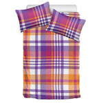 Purple And Orange Madras Plaid Print Duvet Cover Bedding Set