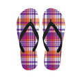 Purple And Orange Madras Plaid Print Flip Flops