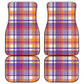 Purple And Orange Madras Plaid Print Front and Back Car Floor Mats