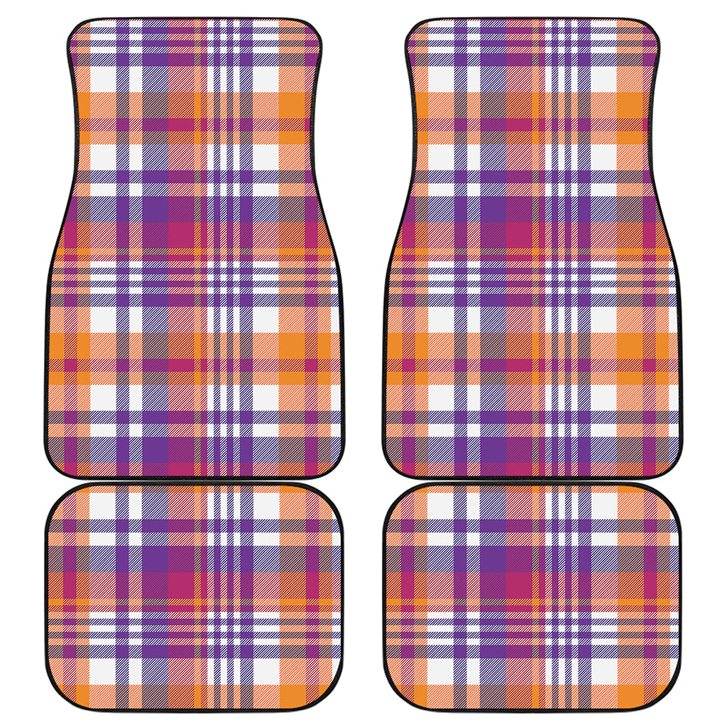 Purple And Orange Madras Plaid Print Front and Back Car Floor Mats