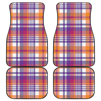 Purple And Orange Madras Plaid Print Front and Back Car Floor Mats