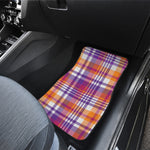 Purple And Orange Madras Plaid Print Front and Back Car Floor Mats