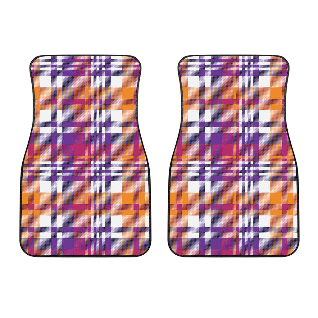 Purple And Orange Madras Plaid Print Front Car Floor Mats