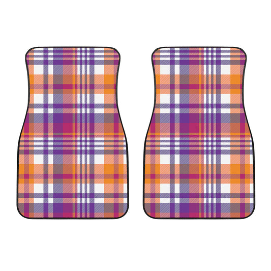 Purple And Orange Madras Plaid Print Front Car Floor Mats