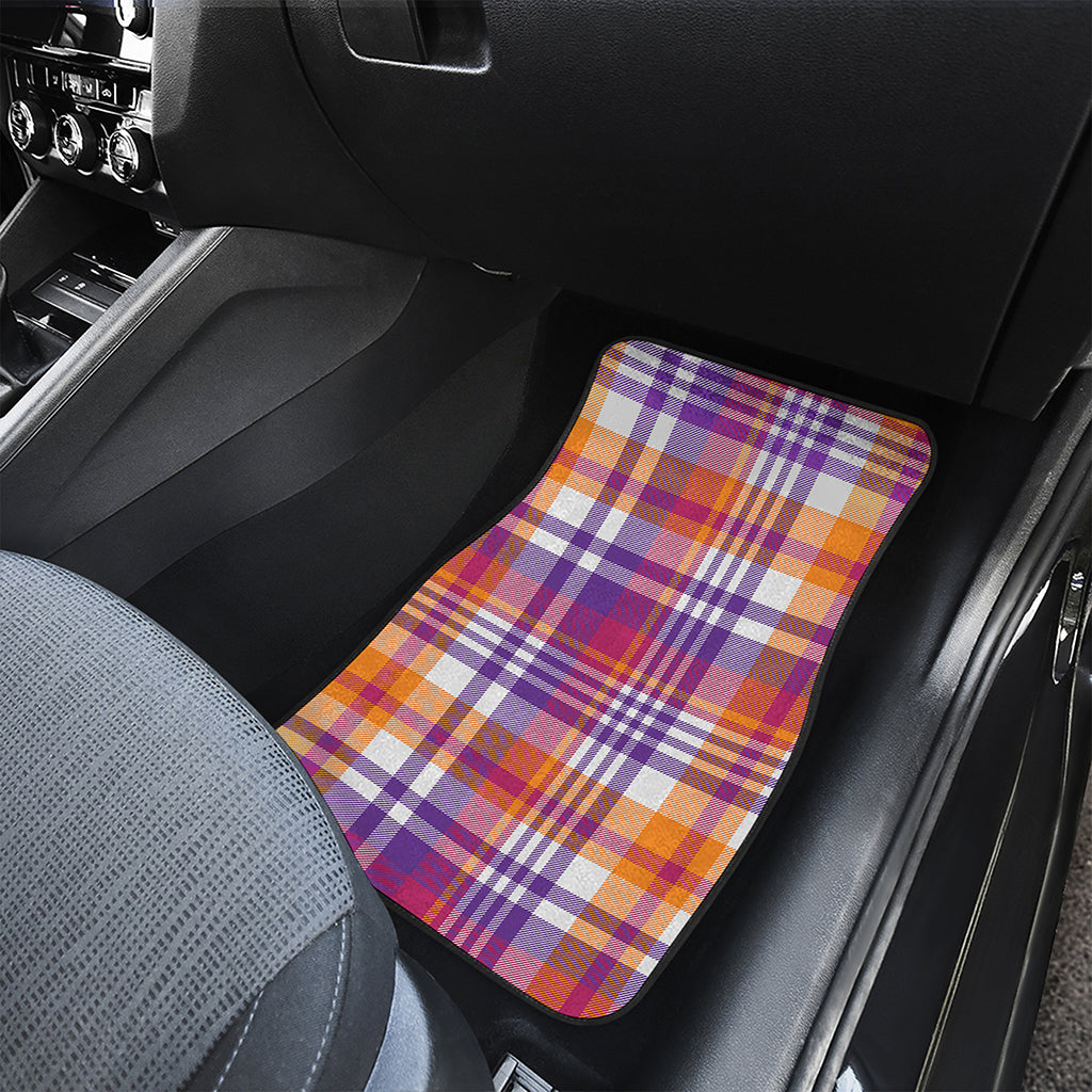 Purple And Orange Madras Plaid Print Front Car Floor Mats