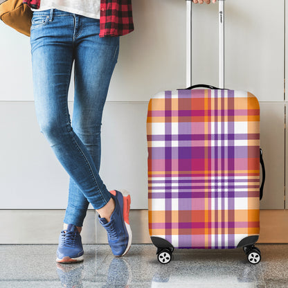 Purple And Orange Madras Plaid Print Luggage Cover