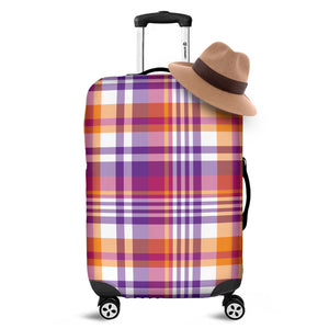 Purple And Orange Madras Plaid Print Luggage Cover