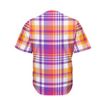 Purple And Orange Madras Plaid Print Men's Baseball Jersey