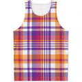 Purple And Orange Madras Plaid Print Men's Tank Top