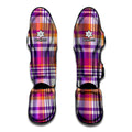 Purple And Orange Madras Plaid Print Muay Thai Shin Guards