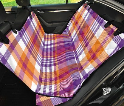 Purple And Orange Madras Plaid Print Pet Car Back Seat Cover